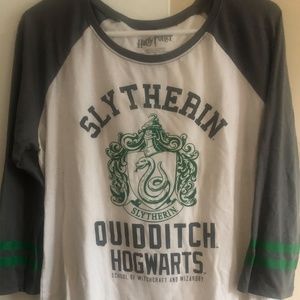 Hot Topic Harry Potter Slytherin 3/4 Sleeve Tee